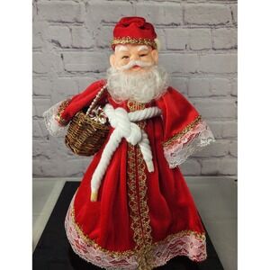 Vintage Christmas Rubber Faced Russian Santa Claus Standing Doll Decor